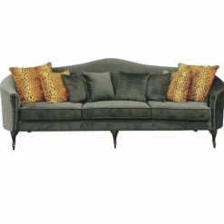 Casa Padrino Luxus Barock Samt Sofa Grün / Schwarz 280 cm - Barock Wohnzimmer Möbel
