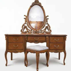 Casa Padrino Luxus Barock Schminktisch Set Braun / Grau - Barock Schlafzimmer Möbel