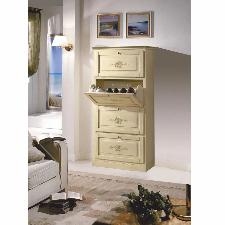 Casa Padrino Luxus Barock Schuhschrank Creme H. 170 cm - Made in Italy