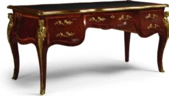 Casa Padrino Luxus Barock Schreibtisch mit 5 Schubladen Dunkelbraun / Schwarz / Gold - Prunkvoller handgefertigter Massivholz Bürotisch - Barock Büromöbel - Luxus Qualität - Made in Italy