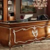 Casa Padrino Luxus Barock Schreibtisch Braun / Silber - Edler Massivholz Bürotisch - Barock Büro Möbel - Luxus Qualität - Made in Italy