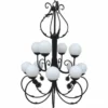 Casa Padrino Luxus Barock Schmiedeeisen Kronleuchter Schwarz / Weiß Ø 110 x H. 155 cm