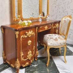 Casa Padrino Luxus Barock Schminkkommode Braun / Gold 170 cm - Made in Italy