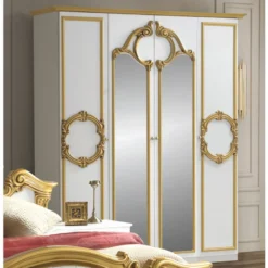 Casa Padrino Luxus Barock Schlafzimmer Schrank Weiß / Gold 177 cm - Barock Schlafzimmer Möbel