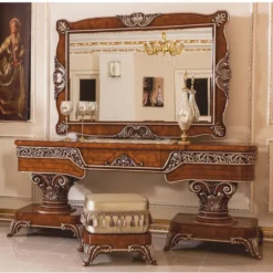 Casa Padrino Luxus Barock Schminkkommoden Set Braun / Bronze / Gold - Barock Möbel