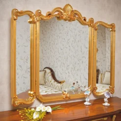 Casa Padrino Luxus Barock Schminktisch Spiegel Gold 135 x H. 113 cm - Made in Italy