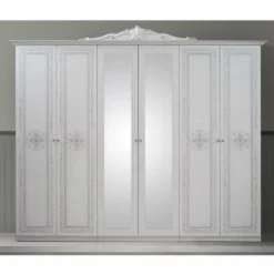 Casa Padrino Luxus Barock Schlafzimmer Schrank Weiß / Grau 261,4 cm - Barock Schlafzimmer Möbel