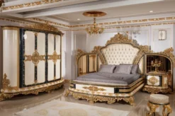 Casa Padrino Luxus Barock Schlafzimmerschrank Weiß / Blau / Gold - Prunkvoller Kleiderschrank im Barockstil - Barock Schlafzimmer & Hotel Möbel - Edel & Prunkvoll