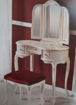 Casa Padrino Luxus Barock Schlafzimmer Set Bordeauxrot / Weiß / Gold - 1 Barock Schminkkommode & 1 Barock Spiegel & 1 Barock Hocker - Barock Schlafzimmer Möbel - Luxus Qualität - Made in Italy
