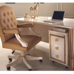 Casa Padrino Luxus Barock Schreibtisch Creme / Gold 180 cm - Barock Büro Möbel - Made in Italy