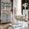 Casa Padrino Luxus Barock Schaukel Babybett Grau / Hellblau - Prunkvolles Massivholz Baby Schaukelbett - Barock Baby Möbel - Erstklassische Qualität - Made in Italy