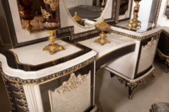 Casa Padrino Luxus Barock Schminkkommode mit Spiegel und Hocker