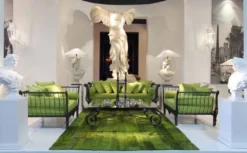 Casa Padrino Luxus Barock Schmiedeeisen Möbel Set Grün / Schwarz - 1 Luxus Sofa & 2 Luxus Sessel & 1 Luxus Couchtisch - Wohnzimmer Möbel - Garten Möbel - Hotel Möbel - Luxus Barock Möbel