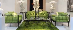 Casa Padrino Luxus Barock Schmiedeeisen Möbel Set Grün / Schwarz - 1 Luxus Sofa & 2 Luxus Sessel & 1 Luxus Couchtisch - Wohnzimmer Möbel - Garten Möbel - Hotel Möbel - Luxus Barock Möbel