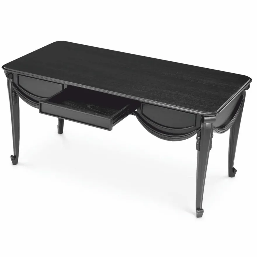 Casa Padrino Luxus Barock Schreibtisch Schwarz 160 cm - Barock Büro Möbel