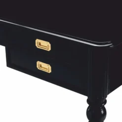 Casa Padrino Luxus Barock Schreibtisch Schwarz / Messing 185 cm - Barock Büro Möbel