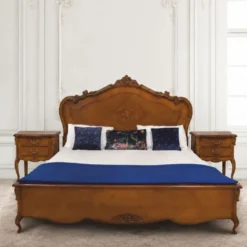 Casa Padrino Luxus Barock Schlafzimmer Set Braun 180 x 200 cm - 1 Doppelbett mit Kopfteil & 2 Nachttische - Barock Schlafzimmer Möbel