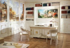 Casa Padrino Luxus Barock Schreibtisch Weiß / Gold 196 cm - Made in Italy