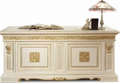 Casa Padrino Luxus Barock Schreibtisch Weiß / Gold 196 cm - Made in Italy