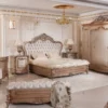 Casa Padrino Luxus Barock Schlafzimmer Set Kupfer / Silber - 1 Barock Schminkkommode & 1 Barock Spiegel & 1 Barock Hocker - Luxus Schlafzimmer Möbel im Barockstil - Edel & Prunkvoll
