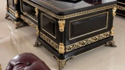 Casa Padrino Luxus Barock Schreibtisch Schwarz / Gold - Prunkvoller Massivholz Bürotisch - Barock Büromöbel - Edel & Prunkvoll