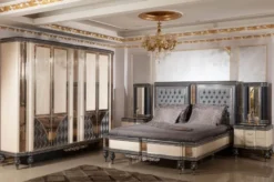 Casa Padrino Luxus Barock Schlafzimmerschrank Beige / Schwarz / Gold - Prunkvoller Massivholz Kleiderschrank im Barockstil - Barock Schlafzimmer & Hotel Möbel - Edel & Prunkvoll