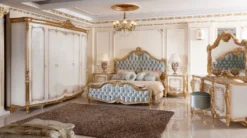 Casa Padrino Luxus Barock Schlafzimmerschrank Weiß / Braun / Gold - Barockstil Schlafzimmer Möbel