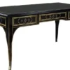 Casa Padrino Luxus Barock Schreibtisch Schwarz / Gold - Prunkvoller Mahagoni Bürotisch mit 3 Schubladen - Barock Büro Möbel - Luxus Büro Möbel im Barockstil - Edel & Prunkvoll