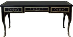 Casa Padrino Luxus Barock Schreibtisch Schwarz / Gold - Prunkvoller Mahagoni Bürotisch mit 3 Schubladen - Barock Büro Möbel - Luxus Büro Möbel im Barockstil - Edel & Prunkvoll