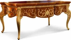 Casa Padrino Luxus Barock Schreibtisch Braun / Gold 176 cm - Barock Möbel - Made in Italy