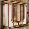 Casa Padrino Luxus Barock Schlafzimmerschrank Weiß / Braun / Gold - Prunkvoller Massivholz Kleiderschrank im Barockstil - Barock Schlafzimmer & Hotel Möbel - Edel & Prunkvoll