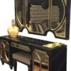 Casa Padrino Luxus Barock Schlafzimmer Set Schwarz / Gold - 1 Wandspiegel & 1 Kommode & 1 Sitzhocker - Schlafzimmer Möbel - Edel & Prunkvoll