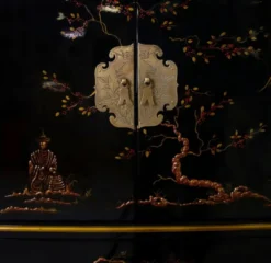 Casa Padrino Luxus Barock Schrank mit 11 Schubladen Schwarz / Gold - Wohnzimmer Schrank im chinesischen Stil - Büroschrank - Luxus Möbel im Barockstil - Barock Möbel - Barock Einrichtung