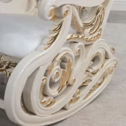 Casa Padrino Luxus Barock Schaukelsessel Weiß / Creme / Gold - Barock Möbel