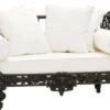 Casa Padrino Luxus Barock Schmiedeeisen Möbel Set Dunkelbraun / Weiß - 4 Luxus Sessel & 1 Luxus Couchtisch - Wohnzimmer Möbel - Garten Möbel - Hotel Möbel - Luxus Barock Möbel