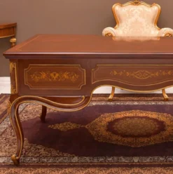 Casa Padrino Luxus Barock Schreibtisch Braun / Gold 155 cm - Barock Büro Möbel - Made in Italy