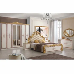 Casa Padrino Luxus Barock Schlafzimmer Schrank Weiß / Braun / Gold 261 cm - Barock Schlafzimmer Möbel
