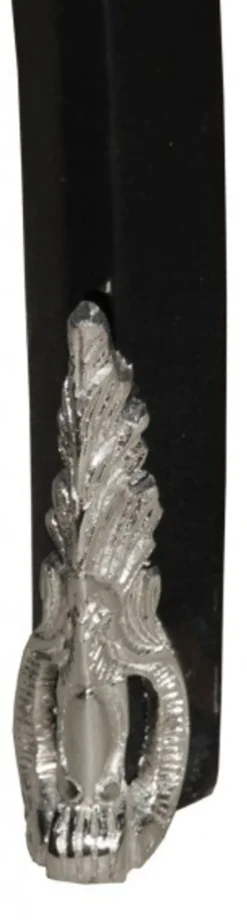 Casa Padrino Luxus Barock Schreibtisch in Schwarz Hochglanz und Silber, 100 x 58 x 80 cm, handgefertigter Sekretär