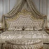 Casa Padrino Luxus Barock Schlafzimmer Set - 1 Doppelbett mit Kopfteil & 1 Baldachin & 2 Nachttische & 1 Sitzbank - Barock Schlafzimmer Möbel - Barock Hotel Möbel - Edel & Prunkvoll