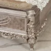Casa Padrino Luxus Barock Schlafzimmer Set Silber - 1 Doppelbett mit Kopfteil & 2 Nachttische - Schlafzimmer Möbel im Barockstil - Edel & Prunkvoll