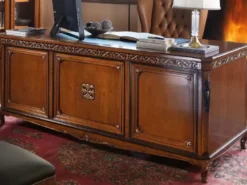 Casa Padrino Luxus Barock Schreibtisch Braun - Edler Massivholz Bürotisch - Barock Büro Möbel - Luxus Qualität - Made in Italy