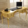 Casa Padrino Luxus Barock Schreibtisch Gold / Schwarz - Edler Massivholz Bürotisch mit 5 Schubladen - Barock Büromöbel - Luxus Qualität - Made in Italy