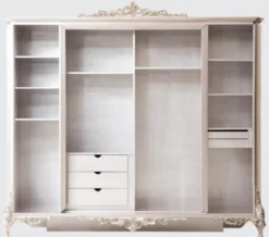 Casa Padrino Luxus Barock Schlafzimmerschrank Silber - Prunkvoller Massivholz Kleiderschrank im Barockstil - Barock Schlafzimmer Möbel