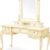 Casa Padrino Luxus Barock Schminktisch mit Spiegel Creme / Beige - Prunkvolle Barockstil Schminkkommode mit Wandspiegel - Luxus Schlafzimmer Möbel im Barockstil - Barock Möbel