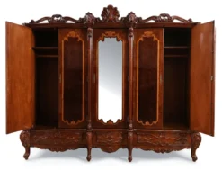 Casa Padrino Luxus Barock Schlafzimmer Schrank mit 5 Türen Braun 305 cm - Barock Möbel