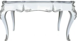 Casa Padrino Luxus Barock Schreibtisch Sekretär in Schwarz / Silber - 141 x 65 x H. 80 cm