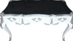 Casa Padrino Luxus Barock Schreibtisch Sekretär in Schwarz / Silber - 141 x 65 x H. 80 cm