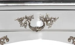 Casa Padrino Luxus Barock Schreibtisch Sekretär in Schwarz / Silber - 141 x 65 x H. 80 cm