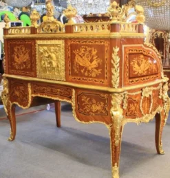Casa Padrino Luxus Barock Schreibtisch Braun / Gold 160 x 80 x H. 140 cm - Barock Büromöbel