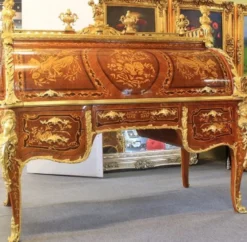 Casa Padrino Luxus Barock Schreibtisch Braun / Gold 160 x 80 x H. 140 cm - Barock Büromöbel